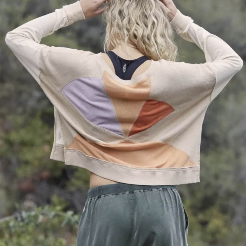 FP Movement by Free People Colorblock Sweater - Cream, Purple, Orange